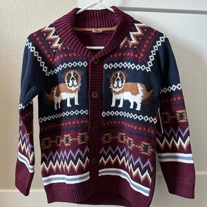 NEW Gymboree Boys’ “Playful Pups” Cardigan Sweater – Size 10 (Rubine Red)